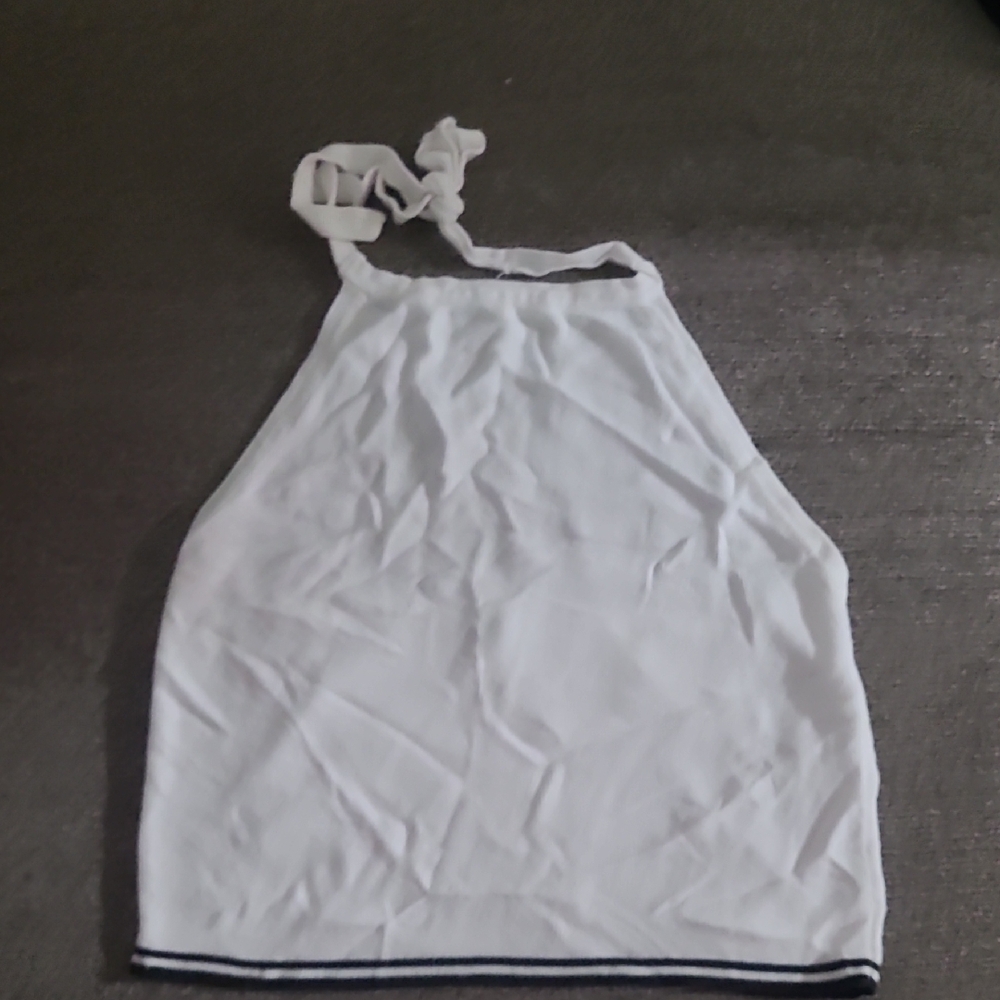 Brandy Melville  White Halter Top with Black Trim